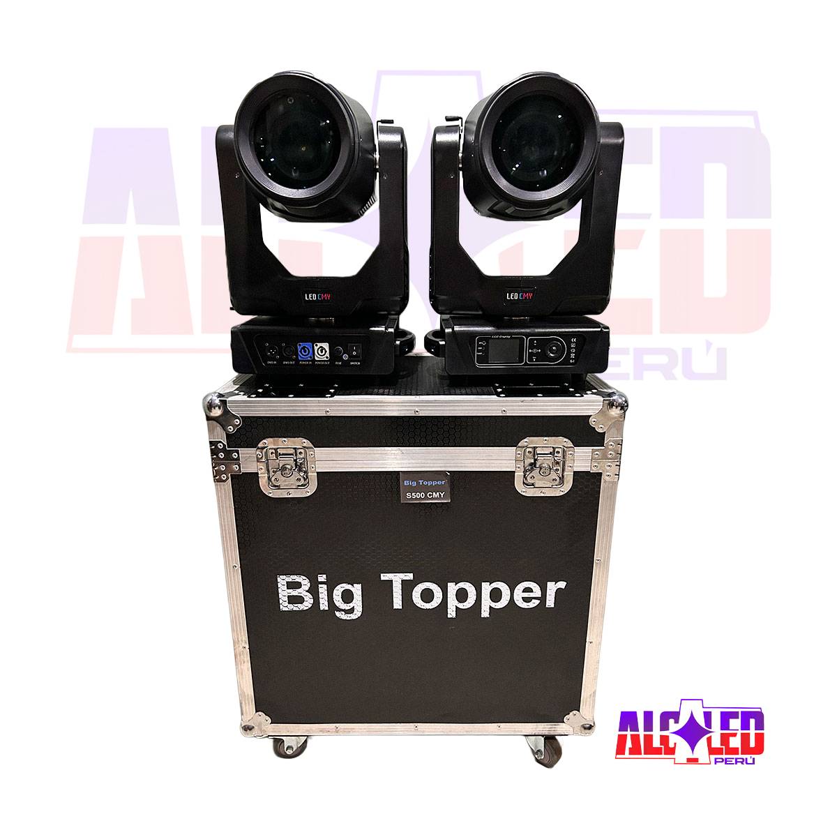 KIT DE 2 CABEZAS MOVILES BIG TOPPER S500 CMY MAS FLYGHT CASE