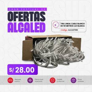 TIRA LINEAL CABLE BLANCO DE 50 METROS LUZ BLANCA
