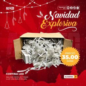 CORTINA LED 5X4 METROS 20 TIRAS LUZ CALIDA 2 HILOS
