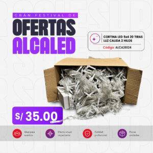 CORTINA LED 5X4 METROS 20 TIRAS LUZ CALIDA 2 HILOS