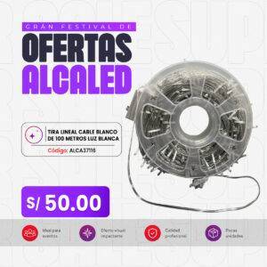 TIRA LINEAL CABLE BLANCO DE 100 METROS LUZ BLANCA
