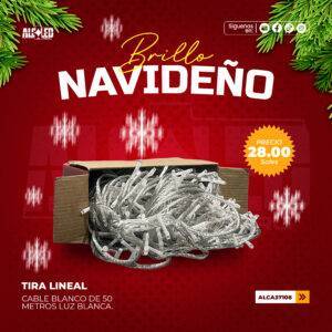 TIRA LINEAL CABLE BLANCO DE 50 METROS LUZ BLANCA