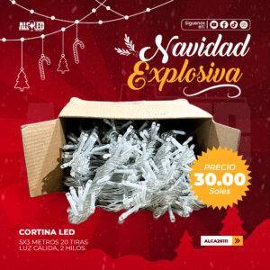 CORTINA LED 5X3 METROS 20 TIRAS LUZ CALIDA, 2 HILOS
