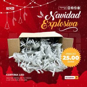 CORTINA LED 3X3 METROS DE 15 TIRAS LUZ CALIDA 2 HILOS