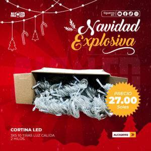 CORTINA LED 3X5 10 TIRAS LUZ CALIDA 2 HILOS