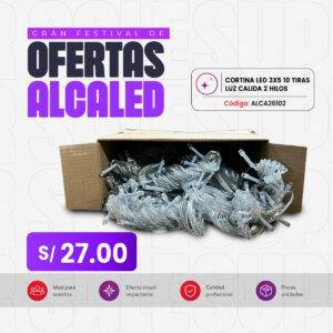 CORTINA LED 3X5 10 TIRAS LUZ CALIDA 2 HILOS