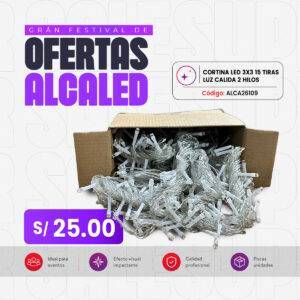 CORTINA LED 3X3 METROS DE 15 TIRAS LUZ CALIDA 2 HILOS