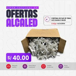 CORTINA LED 5X5 METROS 20 TIRAS LUZ CALIDA 2 HILOS