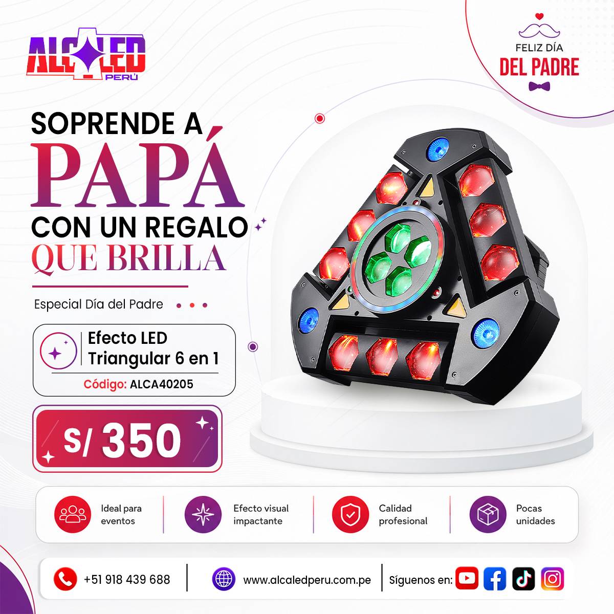 EFECTO LED TRIANGULAR 6 EN 1