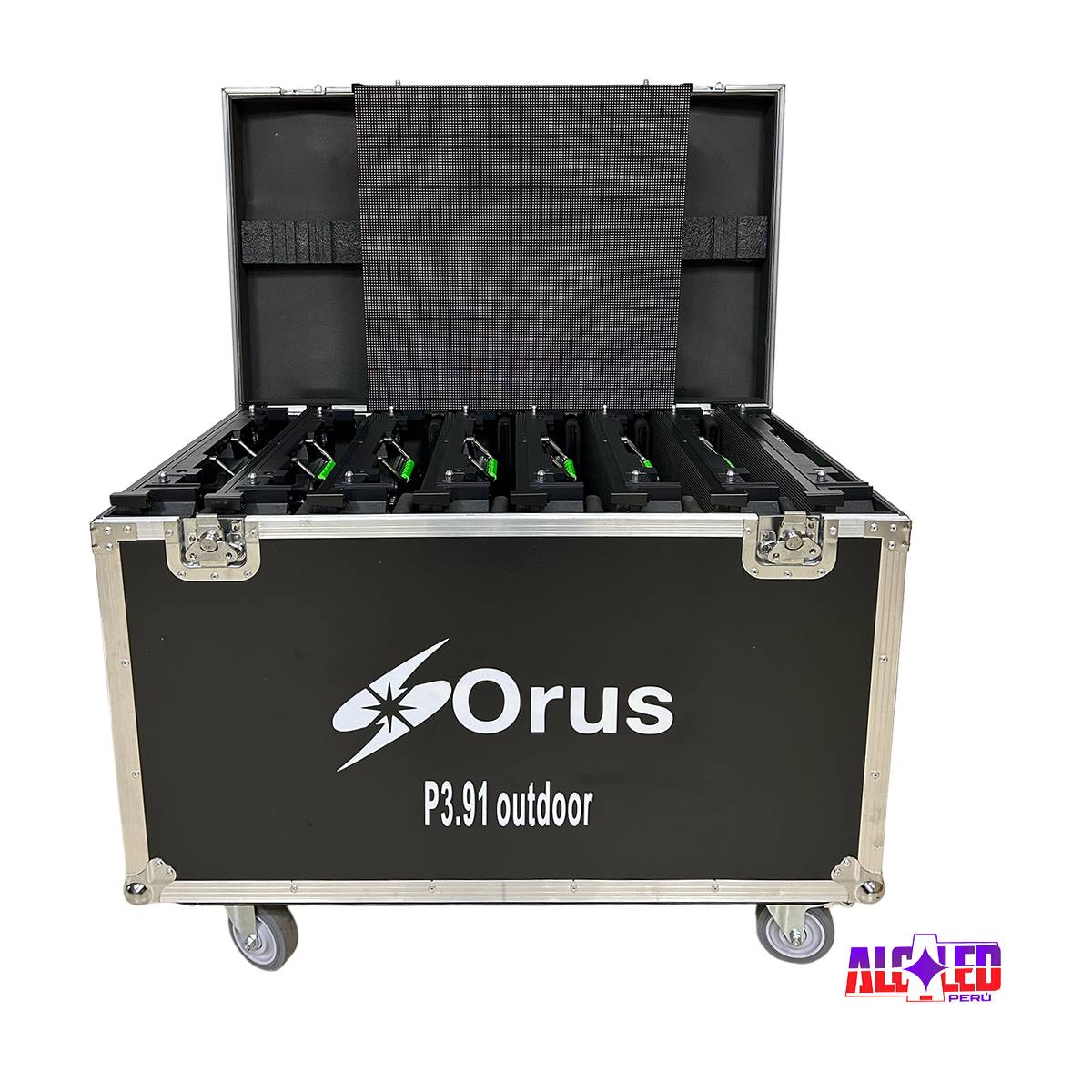 KIT 2 METROS DE PANTALLA LED P3.91 PARA EXTERIORES 50X50CM MAS FLYGHT CASE