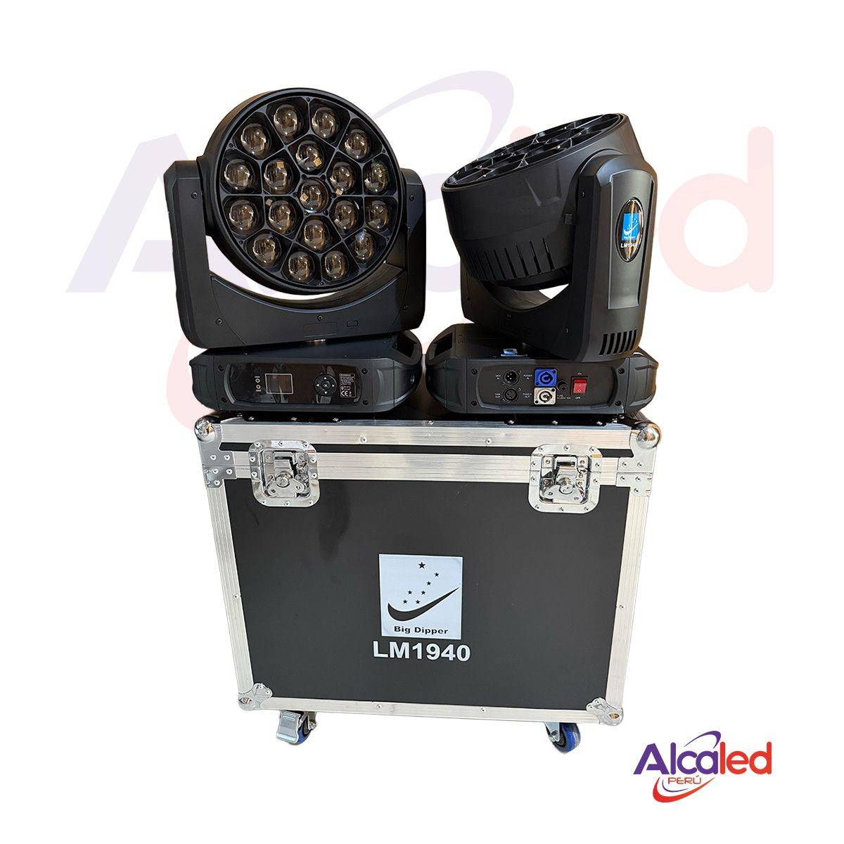 KIT DE 2 CABEZAS MOVILES WASH BIG DIPPER 19X40W MAS FLYGHT CASE